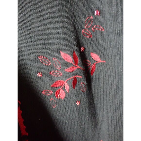 Christopher & Banks Hand Embroidered Women Sweater Button Up Black Red 3XL - Picture 8 of 15